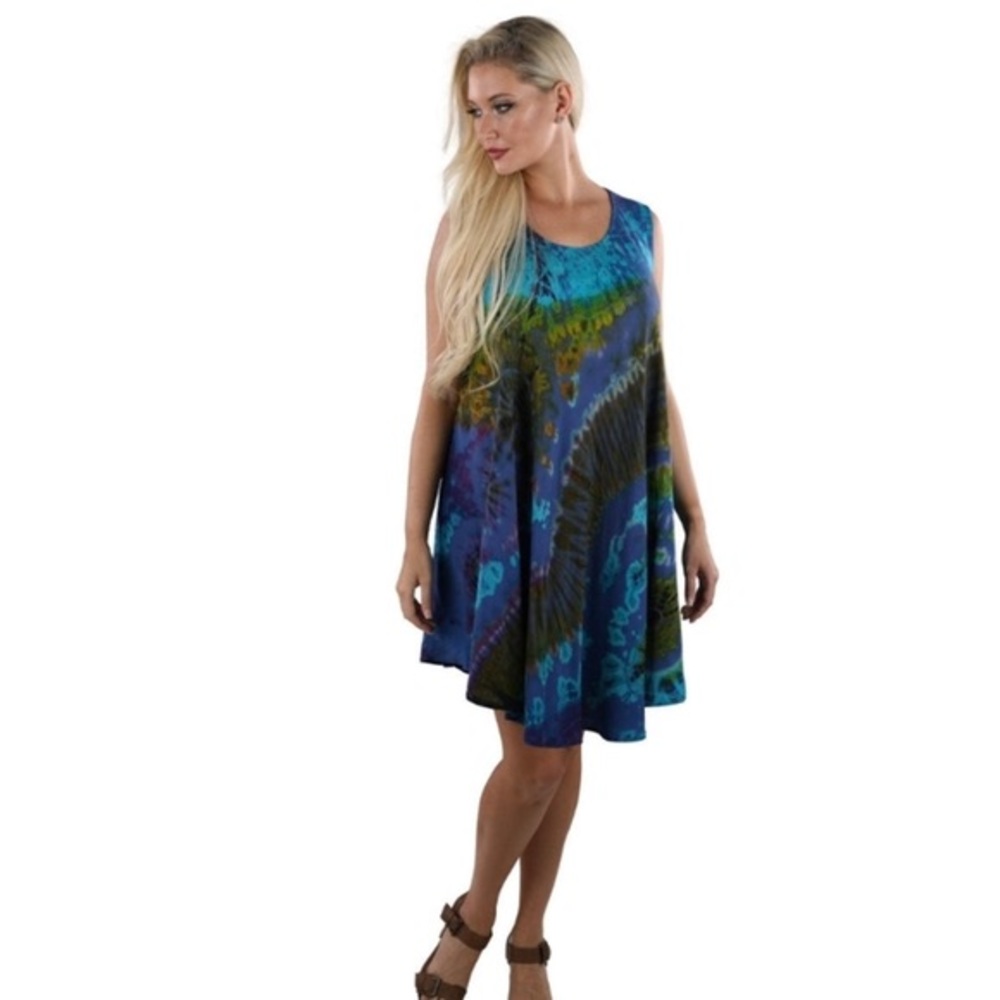 Sacred Threads tie dye patterned A-line Dress